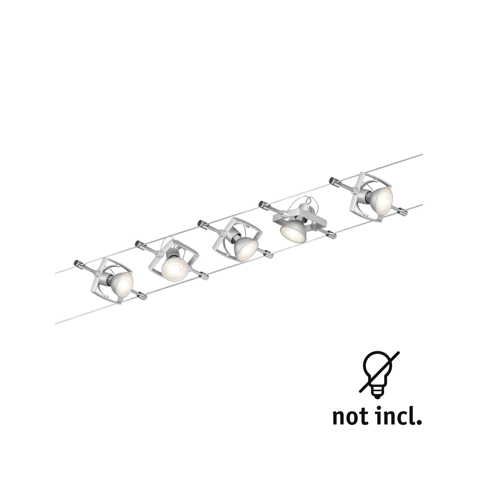 Seilsystem Mac II Basisset GU5,3 max. 5x10W dimmbar 230/12V Chrom matt - Paulmann - 94133