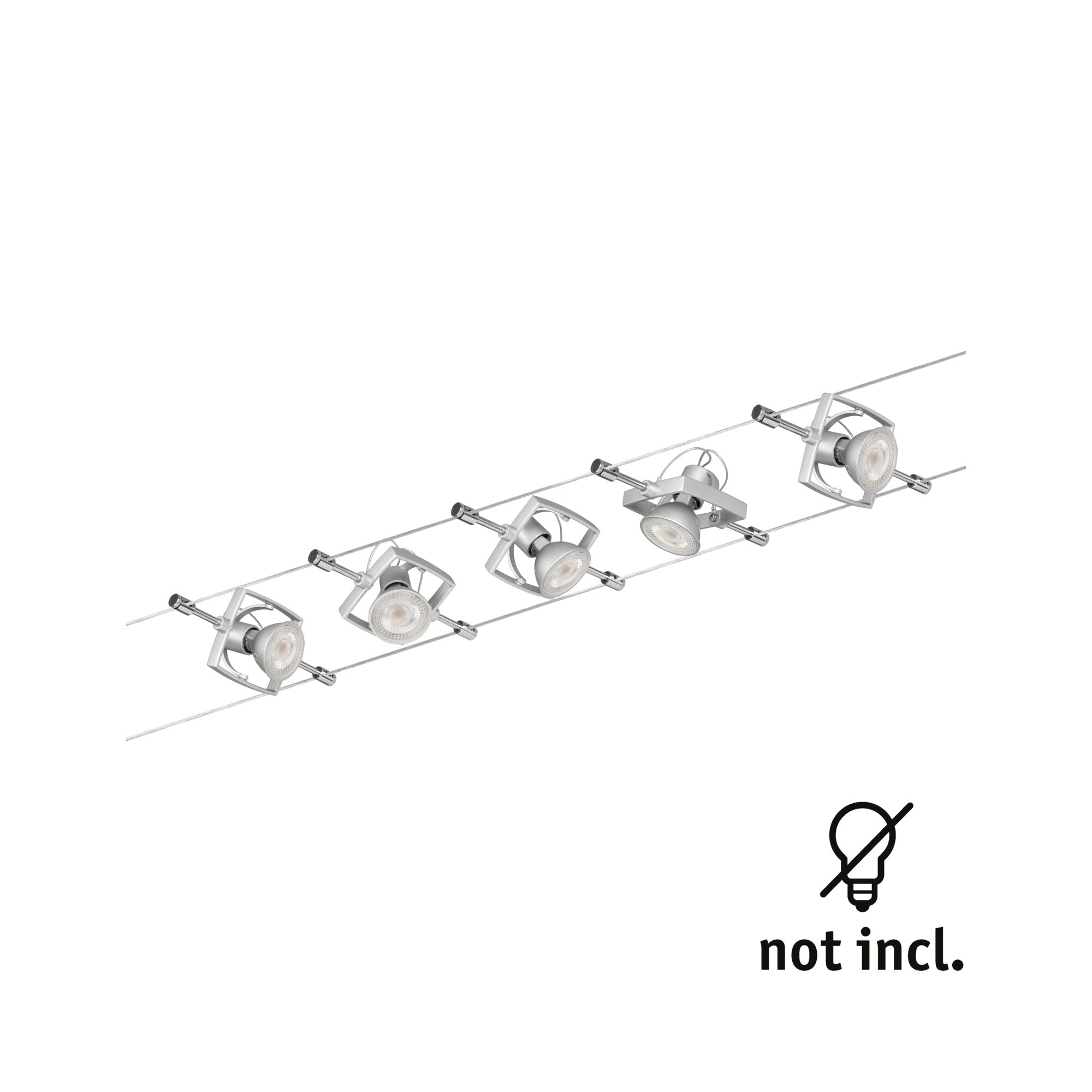 Seilsystem Mac II Basisset GU5,3 max. 5x10W dimmbar 230/12V Chrom matt - Paulmann - 94133