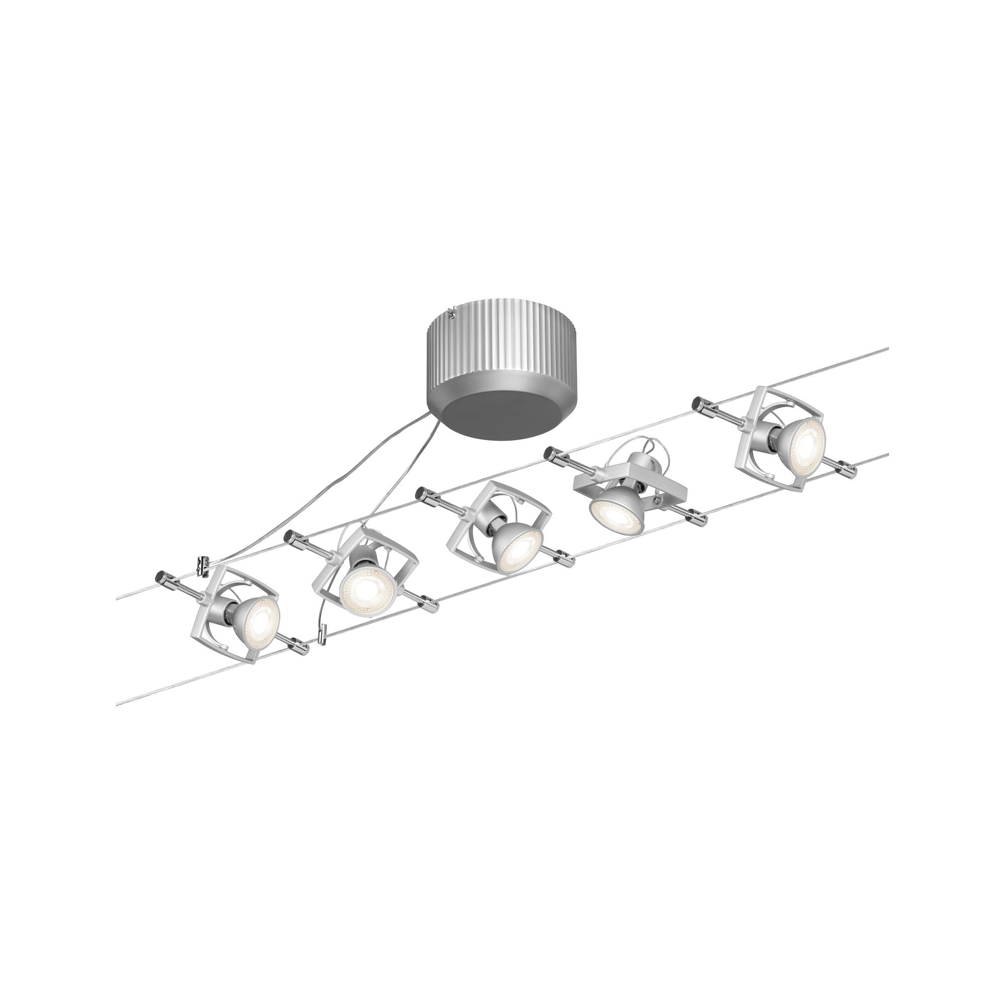 Seilsystem Mac II Basisset GU5,3 max. 5x10W dimmbar 230/12V Chrom matt - Paulmann - 94133