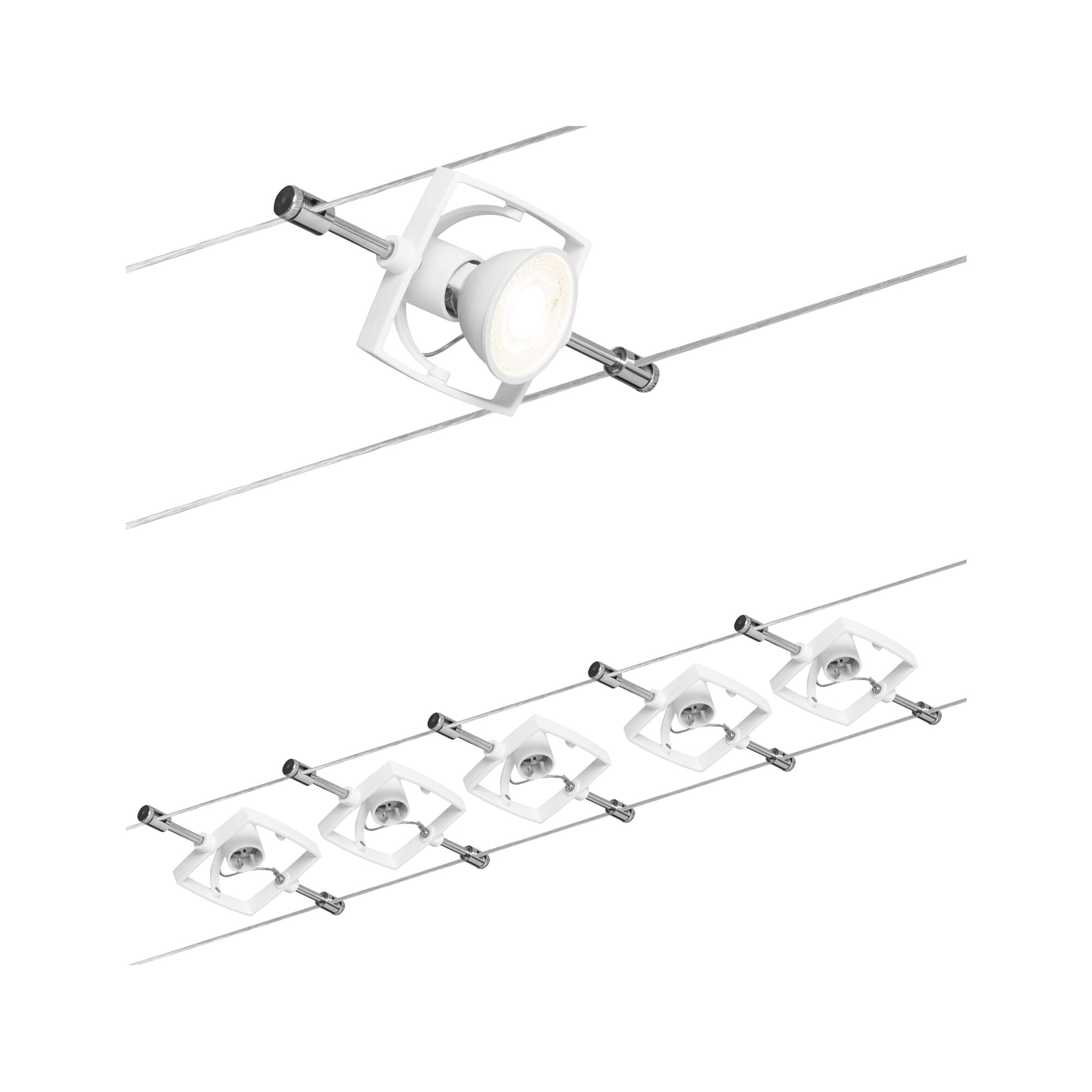 Seilsystem Mac II Basisset GU5,3 max. 5x10W dimmbar 230/12V Weiß - Paulmann - 94134