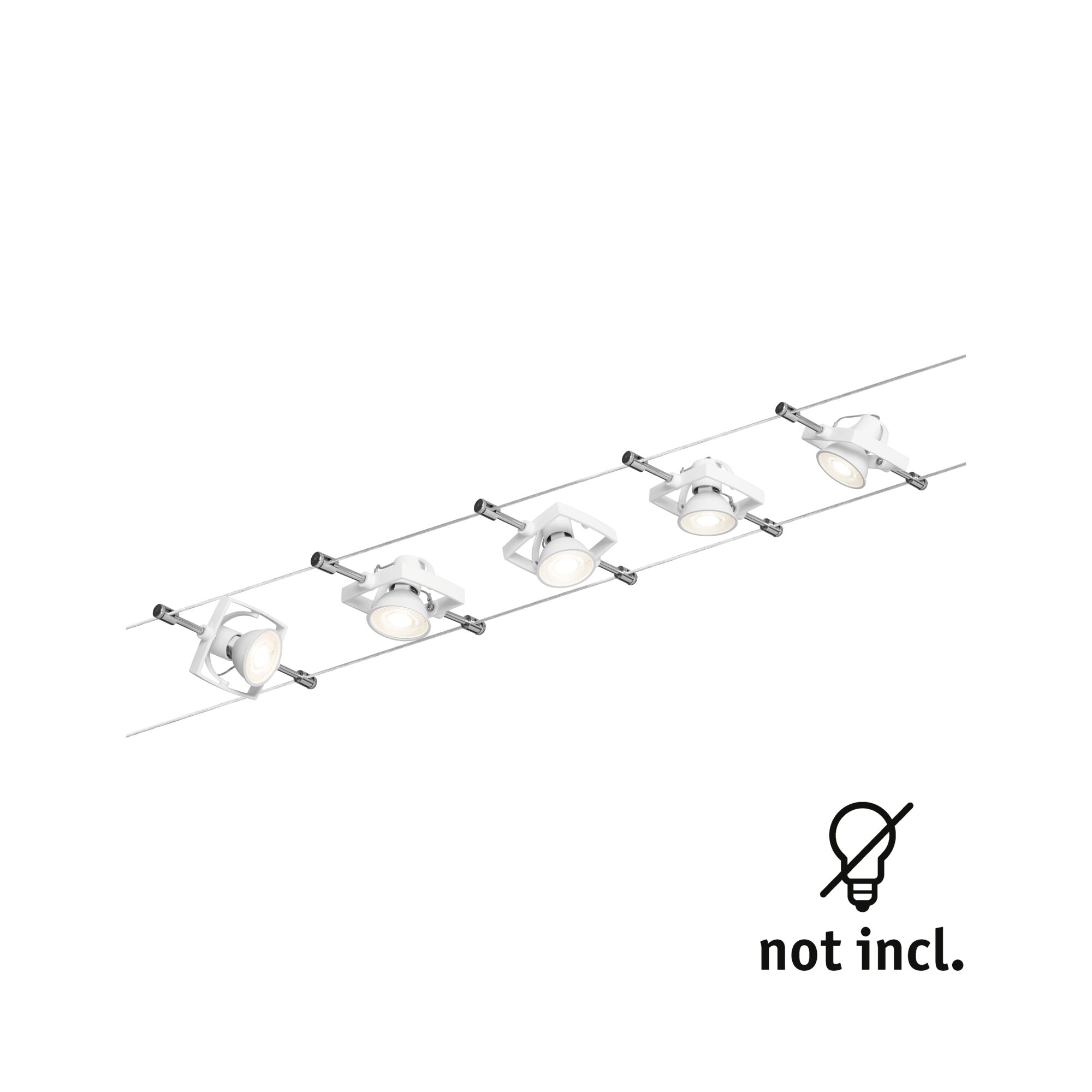 Seilsystem Mac II Basisset GU5,3 max. 5x10W dimmbar 230/12V Weiß - Paulmann - 94134