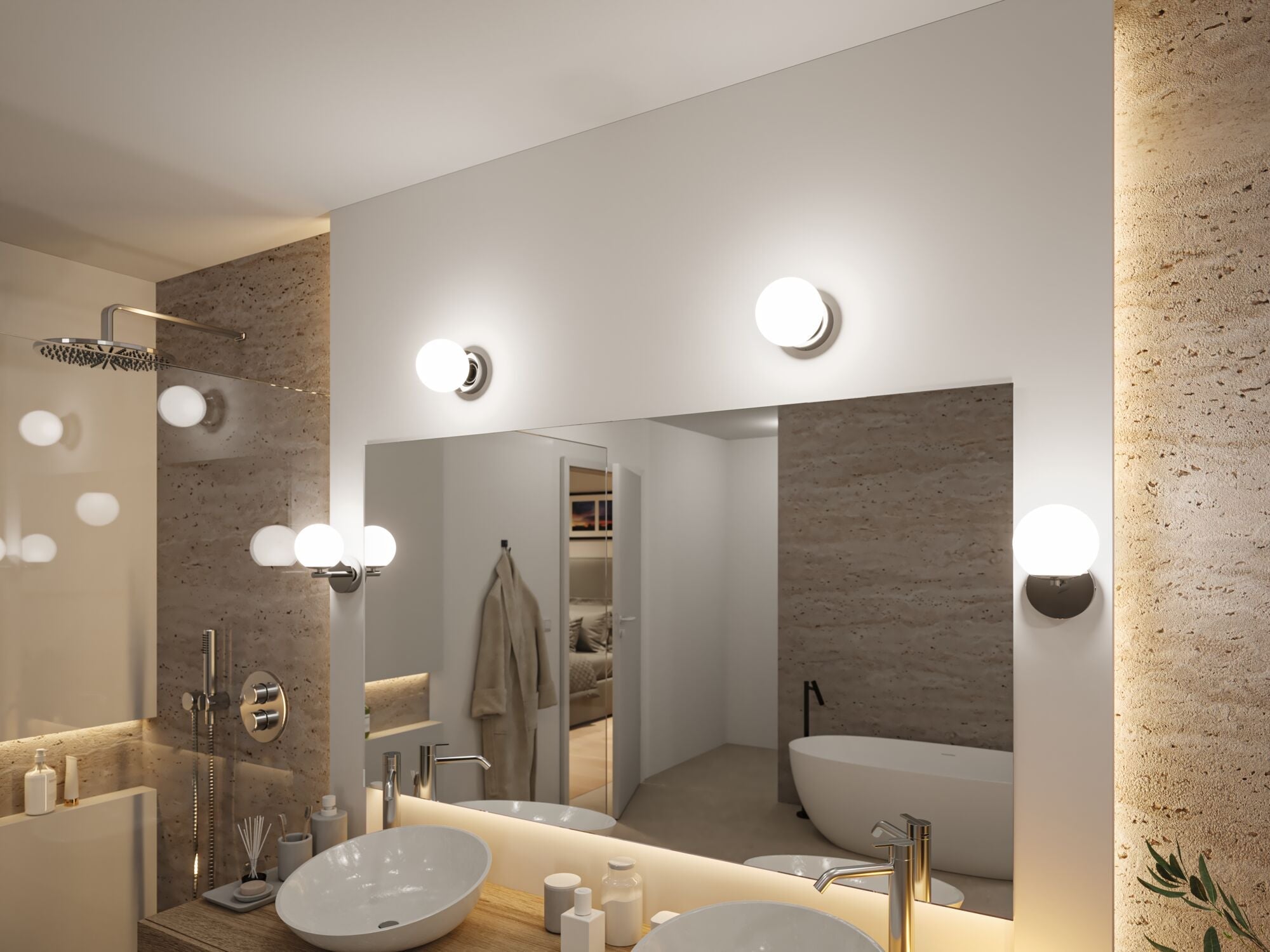 Selection Bathroom Gove IP44 3000K 400lm 230V 5W Chrom/Satin - Paulmann - 71067