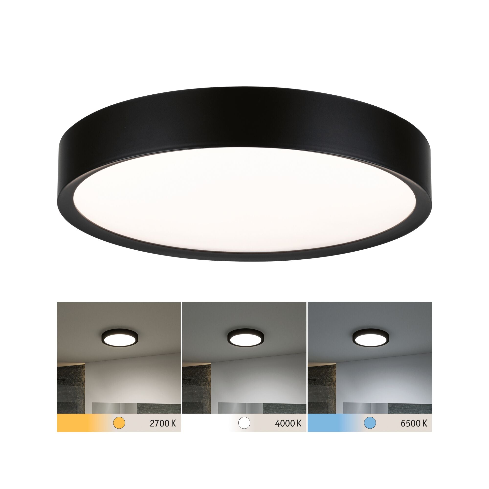 Selection Bathroom Tega IP44 White Switch 1200lm 230V 22,5W Schwarz matt - Paulmann - 71086