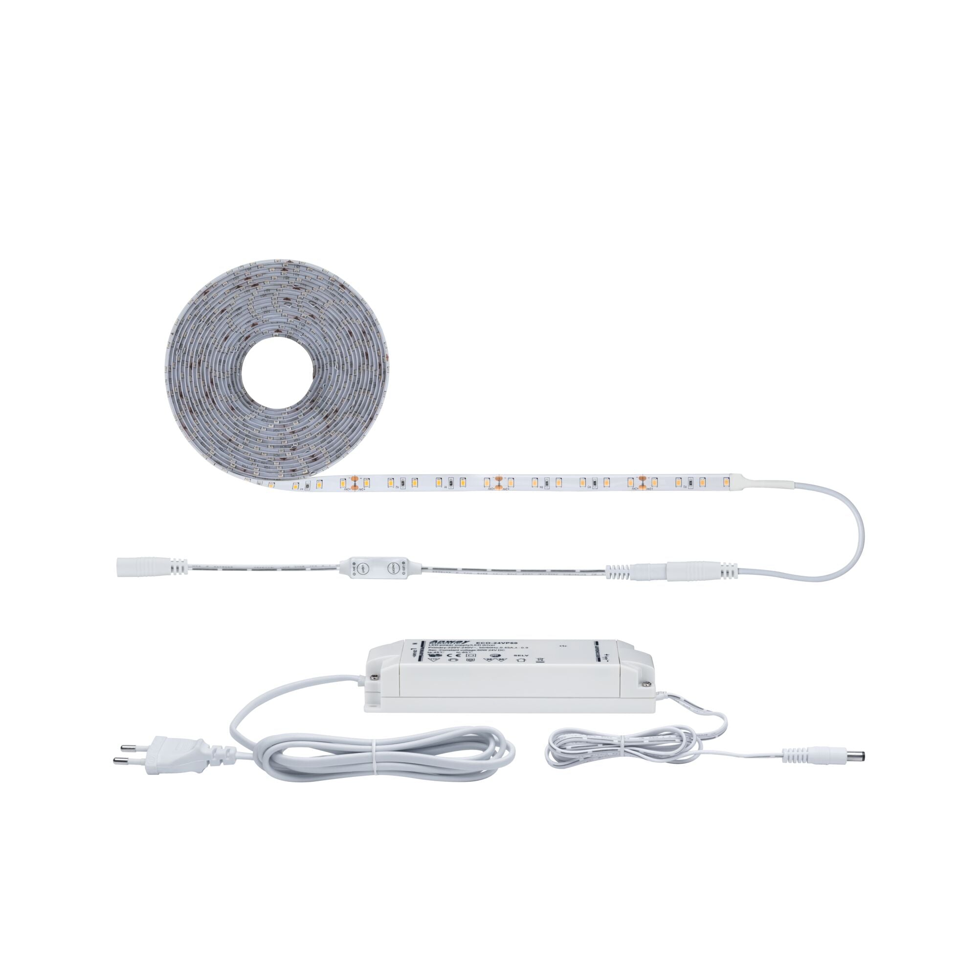 SimpLED Power Warmweiß inkl. Dimm/Switch Komplettset 5m beschichtet 50W 1060lm/m 3000K 60VA - Paulmann - 78957
