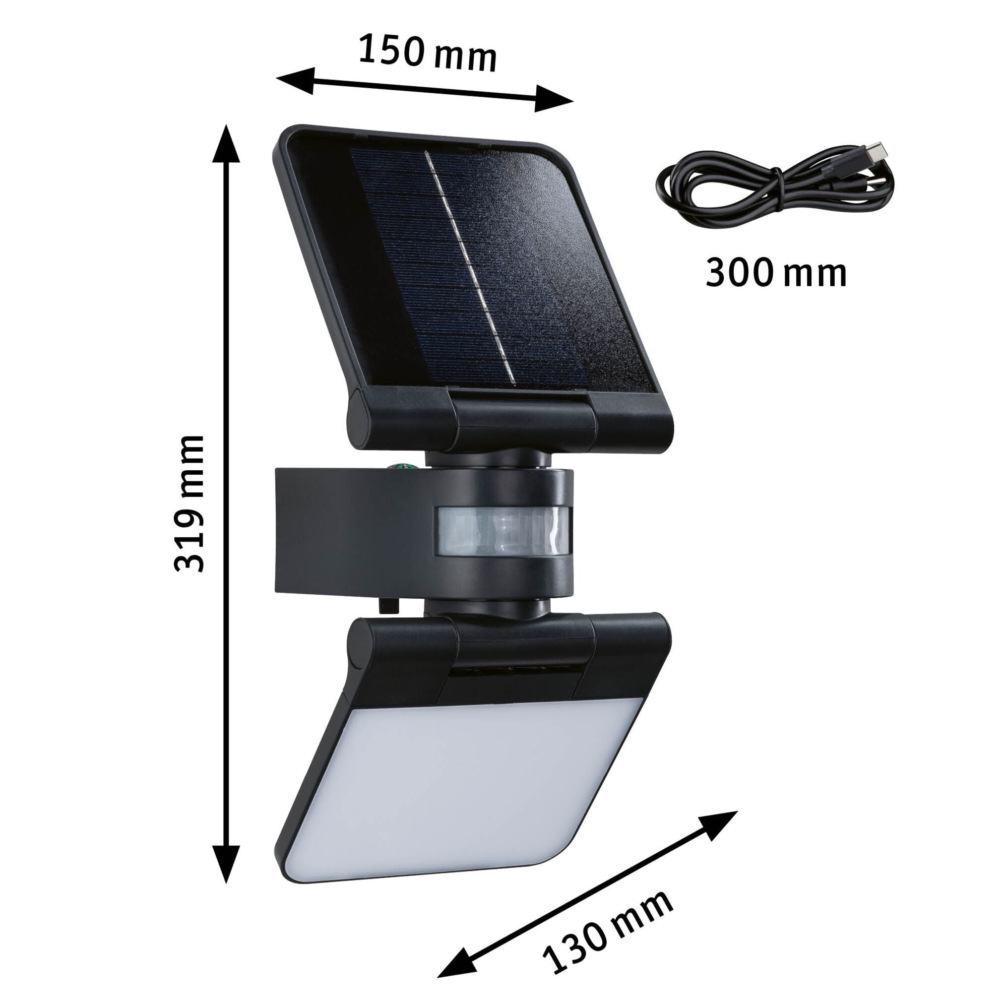 Solar Lesly IP65 eckig 150x130mm 3000K 12,5W 1000lm Anthrazit Kunststoff - Paulmann - 94609