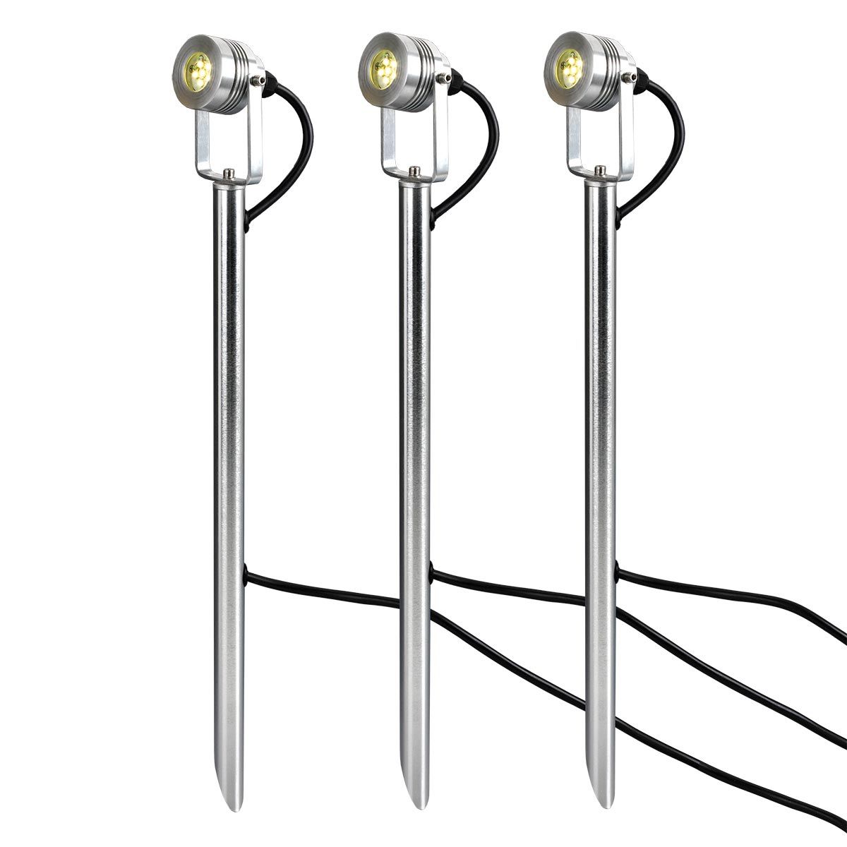 Spennymoor Starter Kit inkl. 3 x 12 V Scheinwerfer, 3 x Stangen, 6 m Kabel und 12 V Transformator – eloxiertes Aluminium - Elsteadlighting - GZCC - SPENNYMOOR - 3P