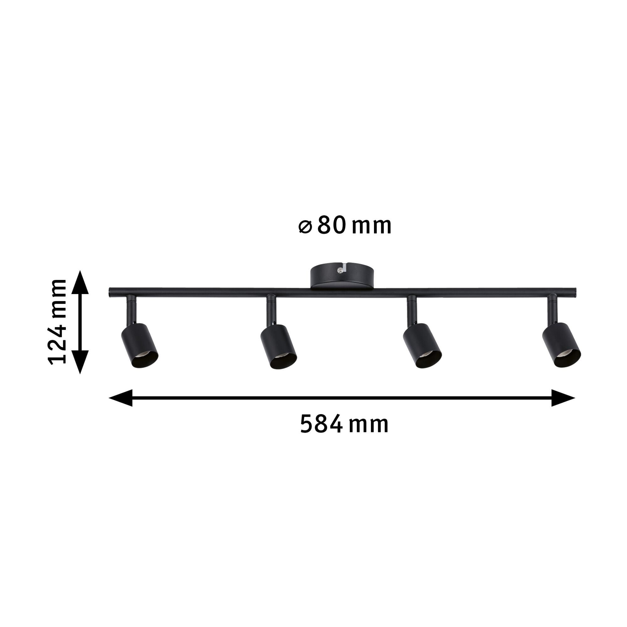 Spotlight Carolina GU10 230V max. 4x10W dimmbar Schwarz matt - Paulmann - 66758