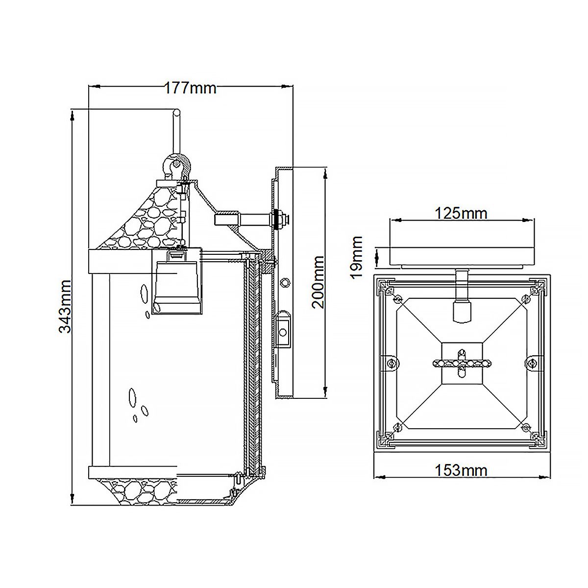 Springfield Kleine Wandlaterne mit 1 Licht, Antik - Schwarz - Elsteadlighting - KL - SPRINGFIELD - S