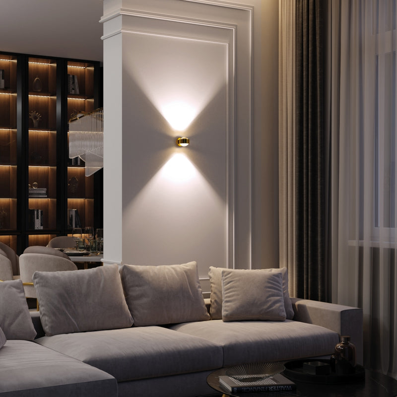 Top Light Puk Wall LED Wandleuchte in Chrome matt mit direkter und indirekter Lichtwirkung