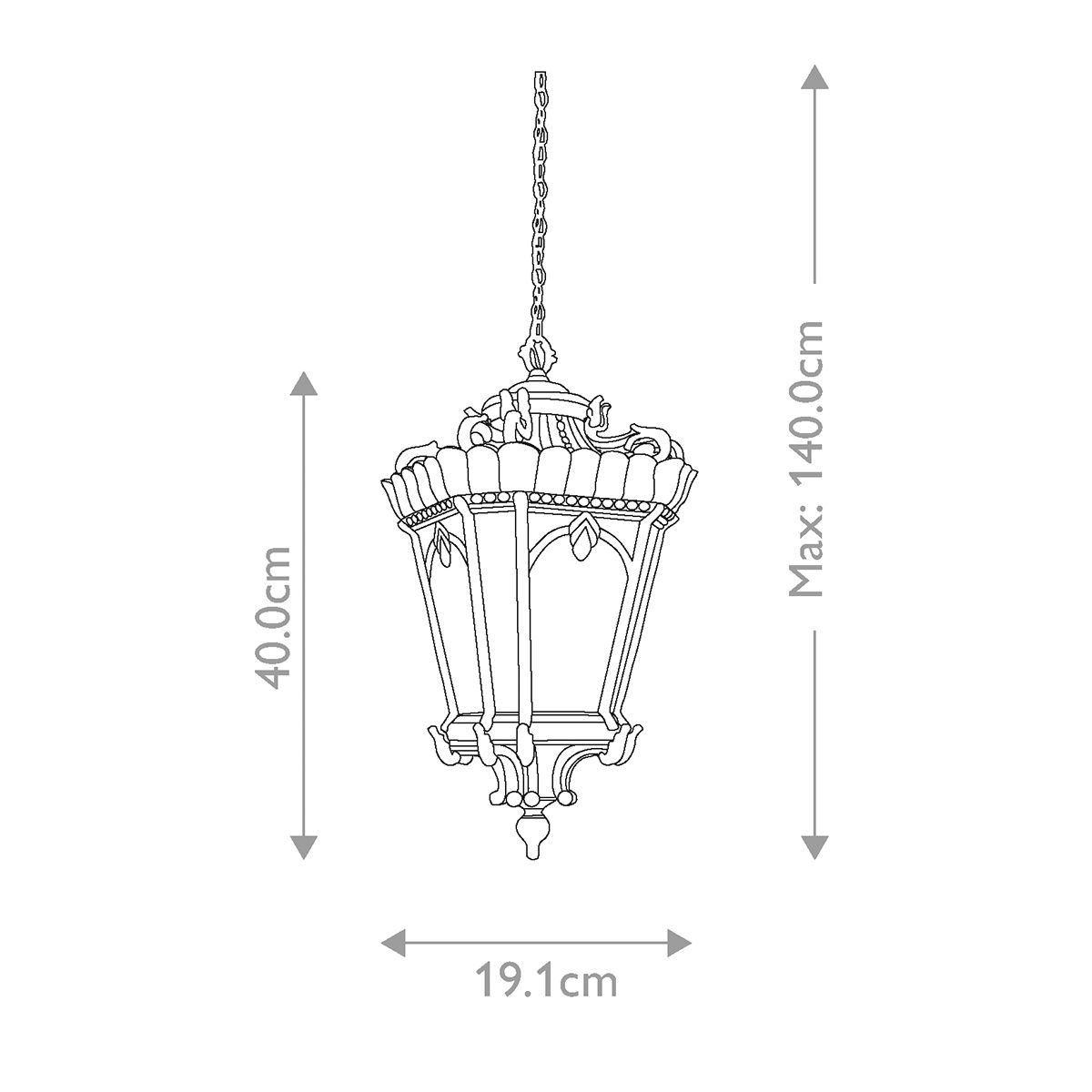 Tournai 1 - flammige mittelgroße Kettenlaterne - Londonderry - Elsteadlighting - KL - TOURNAI8 - M