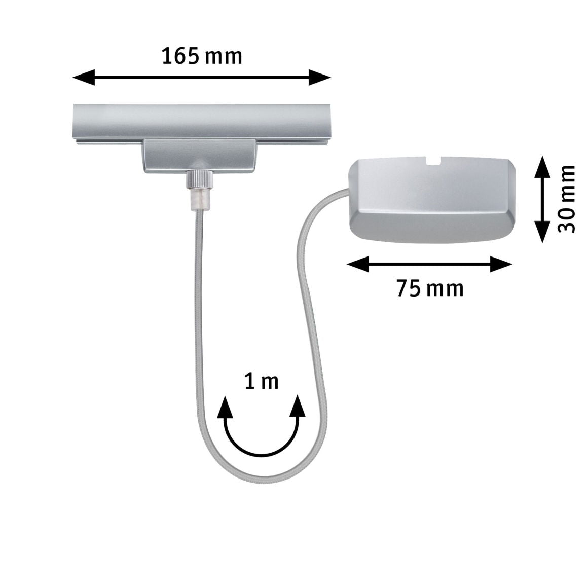 URail Einspeisung Zigbee 3.0 Kabel 1m max. 100W Chrom matt - Paulmann - 95670
