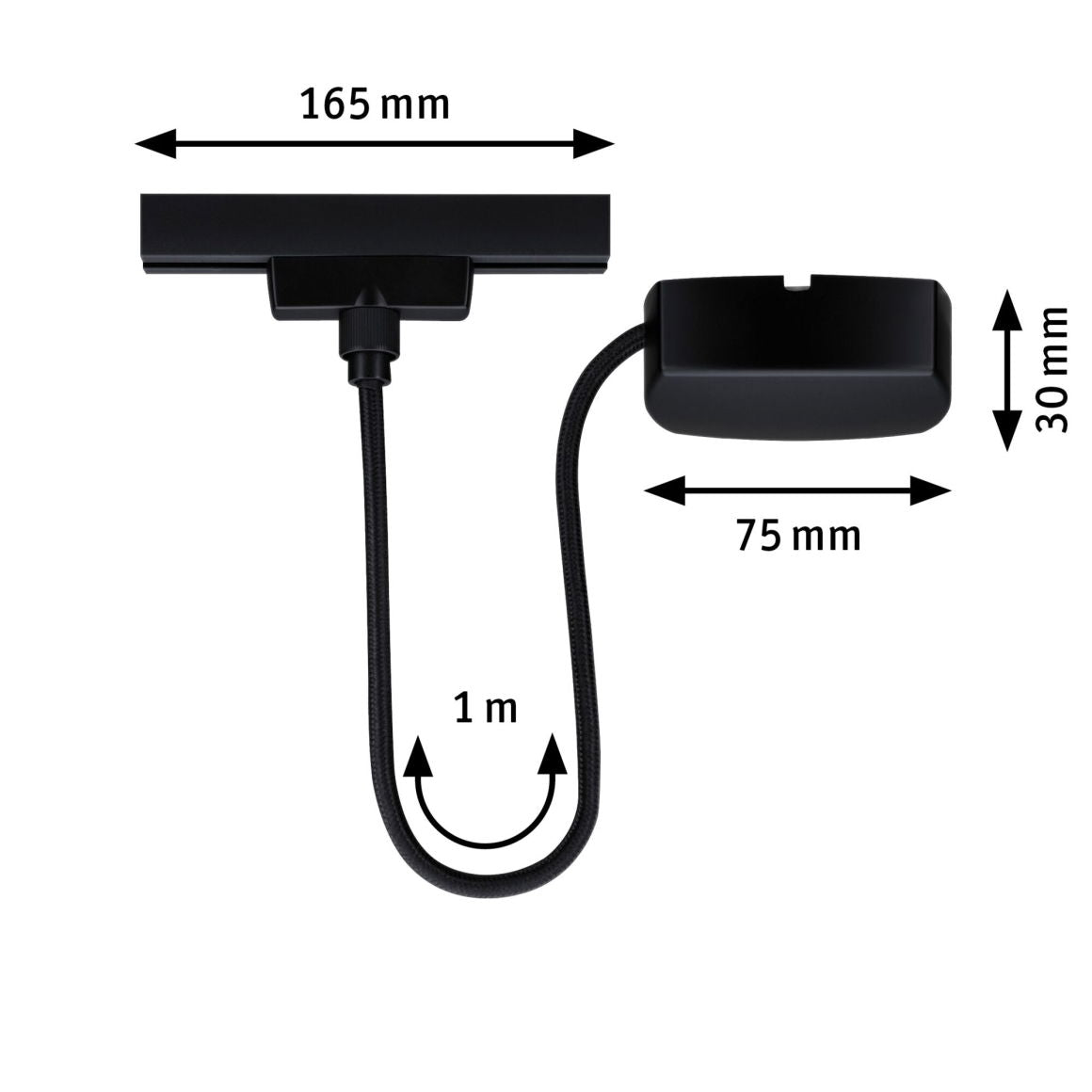 URail Einspeisung Zigbee 3.0 Kabel 1m max. 100W Schwarz matt - Paulmann - 95672