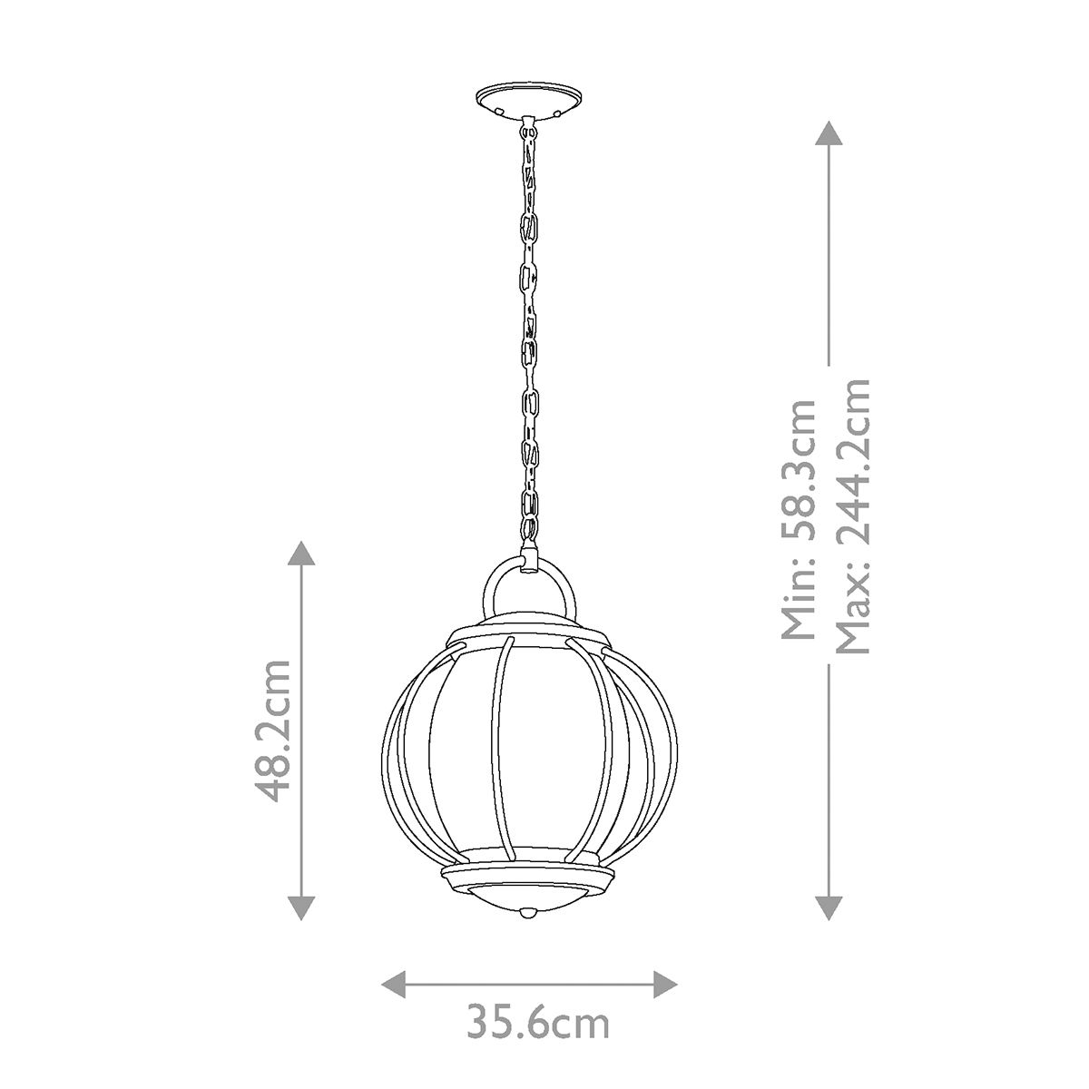 Vandalia - Große Kettenlaterne mit 3 Lichtern, Strukturschwarz - Elsteadlighting - KL - VANDALIA8 - L
