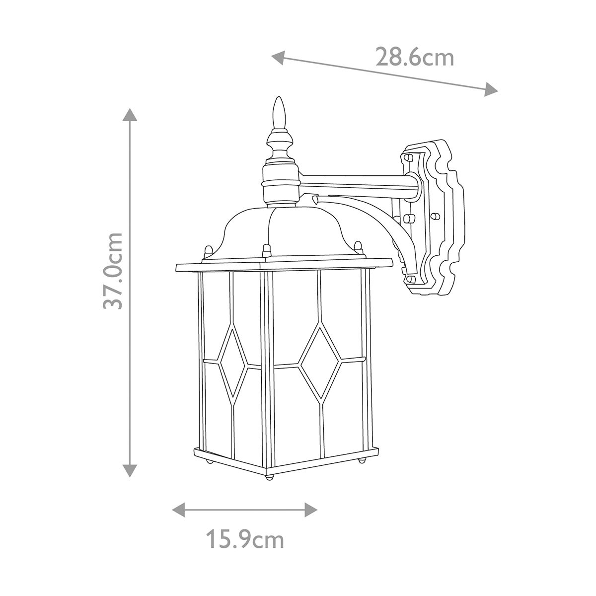 Wexford 1 - flammige Wandlaterne, Schwarz/Silber - Elsteadlighting - WX2