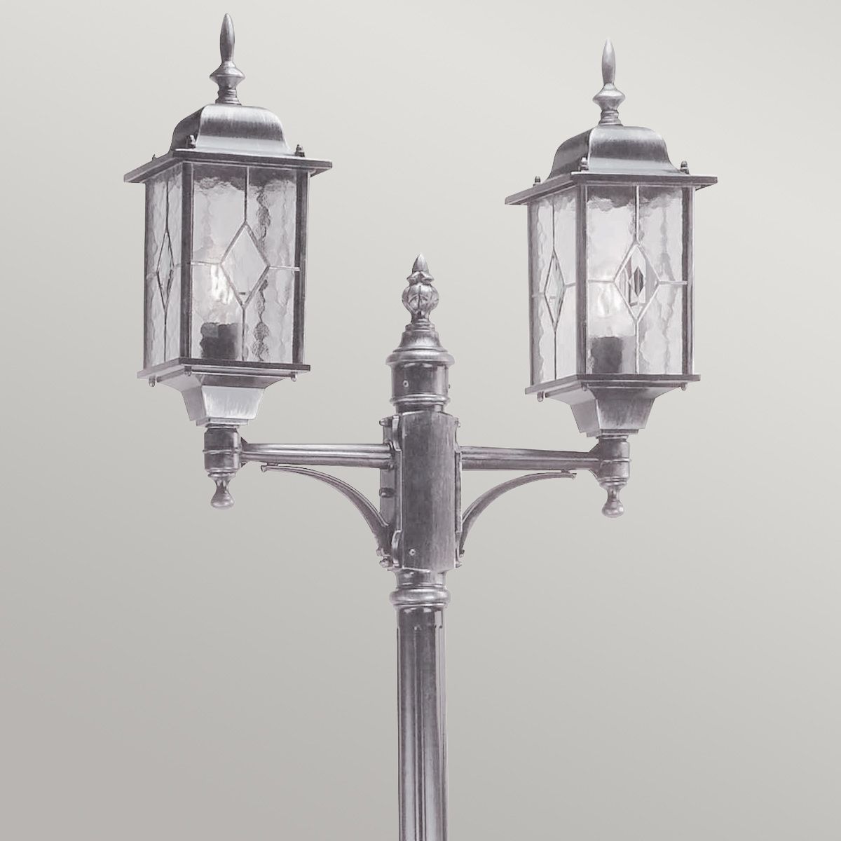 Wexford Laternenpfahl mit 2 Lichtern, Schwarz/Silber - Elsteadlighting - WX8