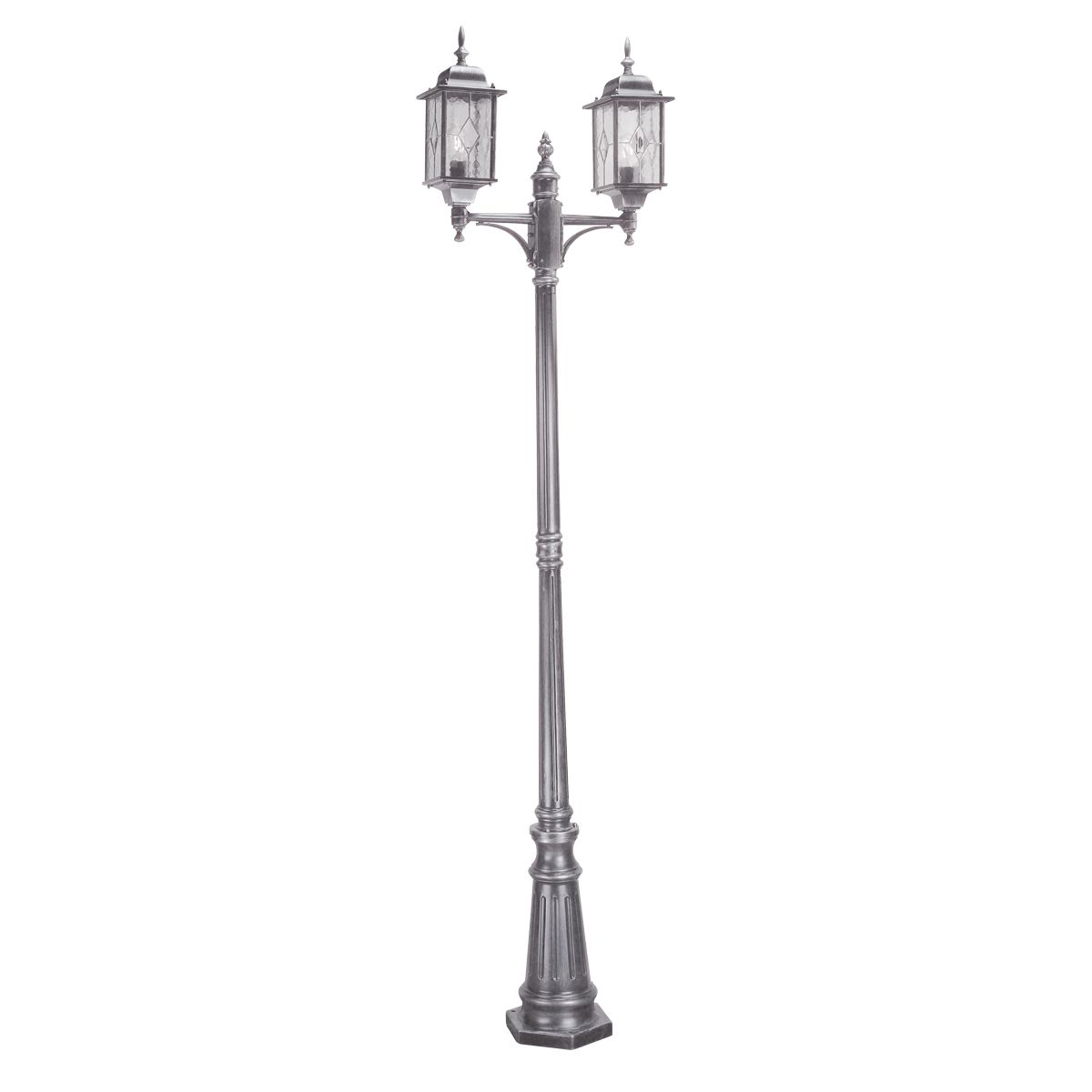 Wexford Laternenpfahl mit 2 Lichtern, Schwarz/Silber - Elsteadlighting - WX8
