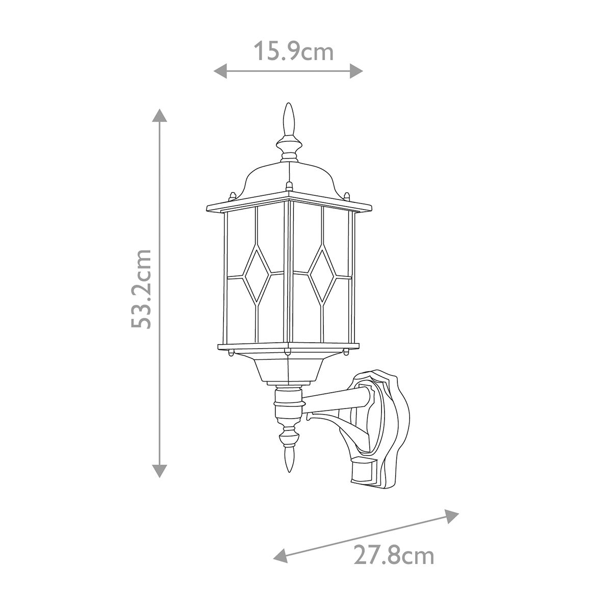 Wexford Wandlaterne mit 1 Licht und PIR, Schwarz/Silber - Elsteadlighting - WX1 - PIR