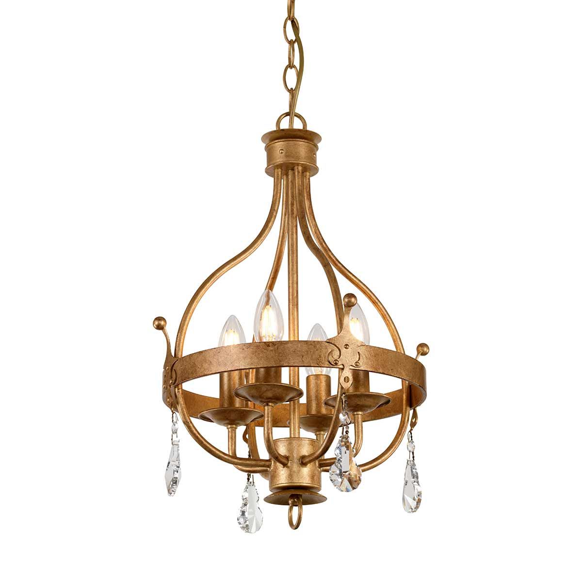 Windsor Pendelleuchte mit 4 Lichtern, Goldpatina